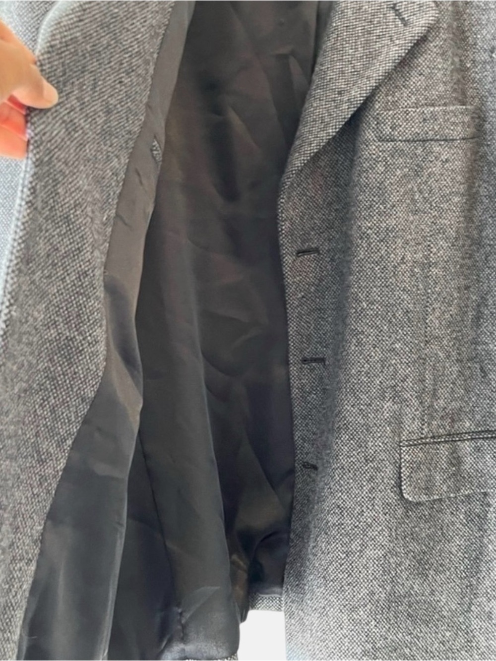 Vintage Protocol Pure Virgin Wool Gray Oversized Blazer Car Coat Jacket Men 48 - Picture 7 of 14